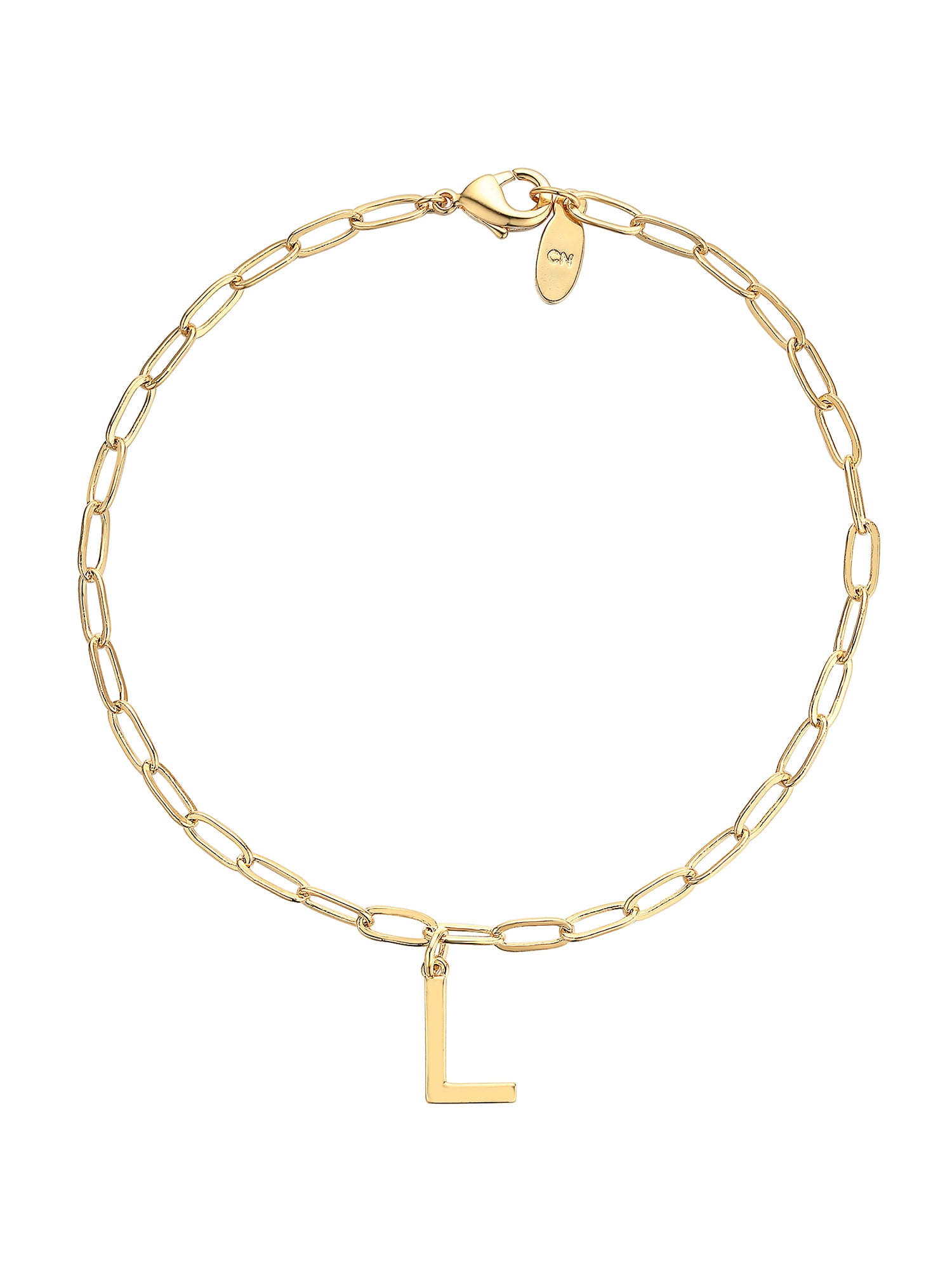 Personalized Planet Women's Sterling Silver Initial Charm Paperclip Chain Bracelet