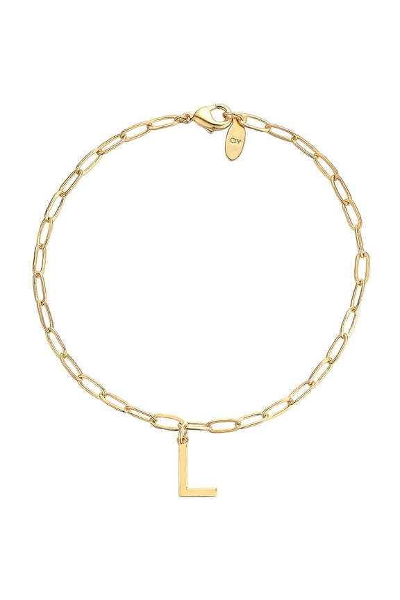 Women's Sterling Silver Initial Charm Paperclip Chain Bracelet