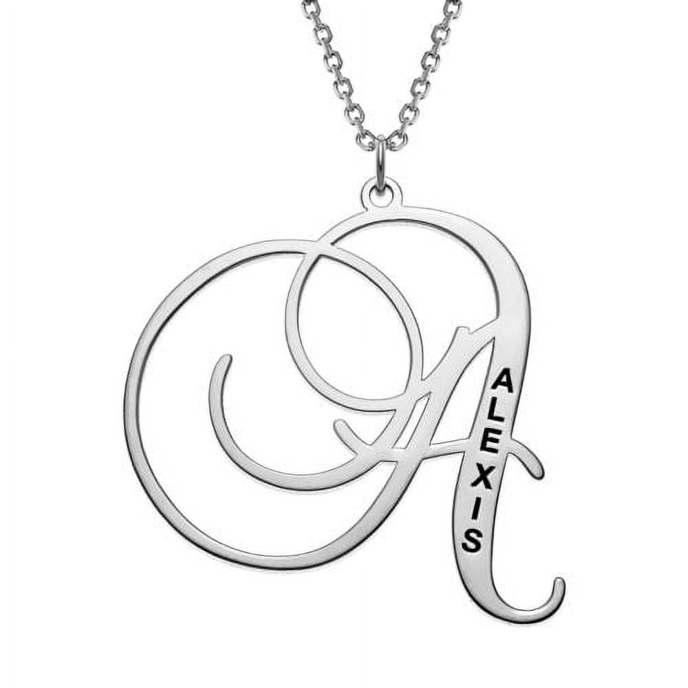 Personalized Planet Women's Sterling Silver Initial With Engraved Name Necklace