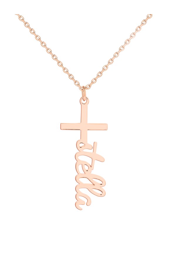 Women's Sterling Silver Lowercase Script Name Cross Necklace