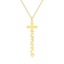 Personalized Planet Women's Sterling Silver Lowercase Script Name Cross Necklace