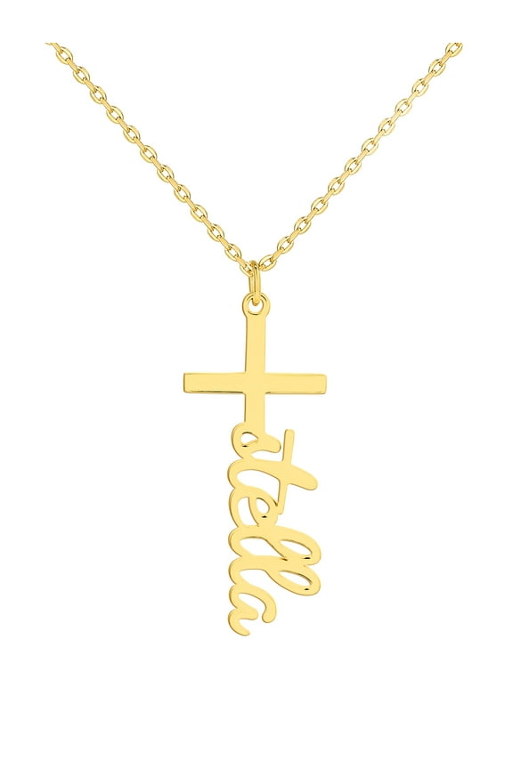 Women's Sterling Silver Lowercase Script Name Cross Necklace
