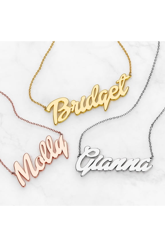 Women's Sterling Silver Medium Bold Script Name Necklace