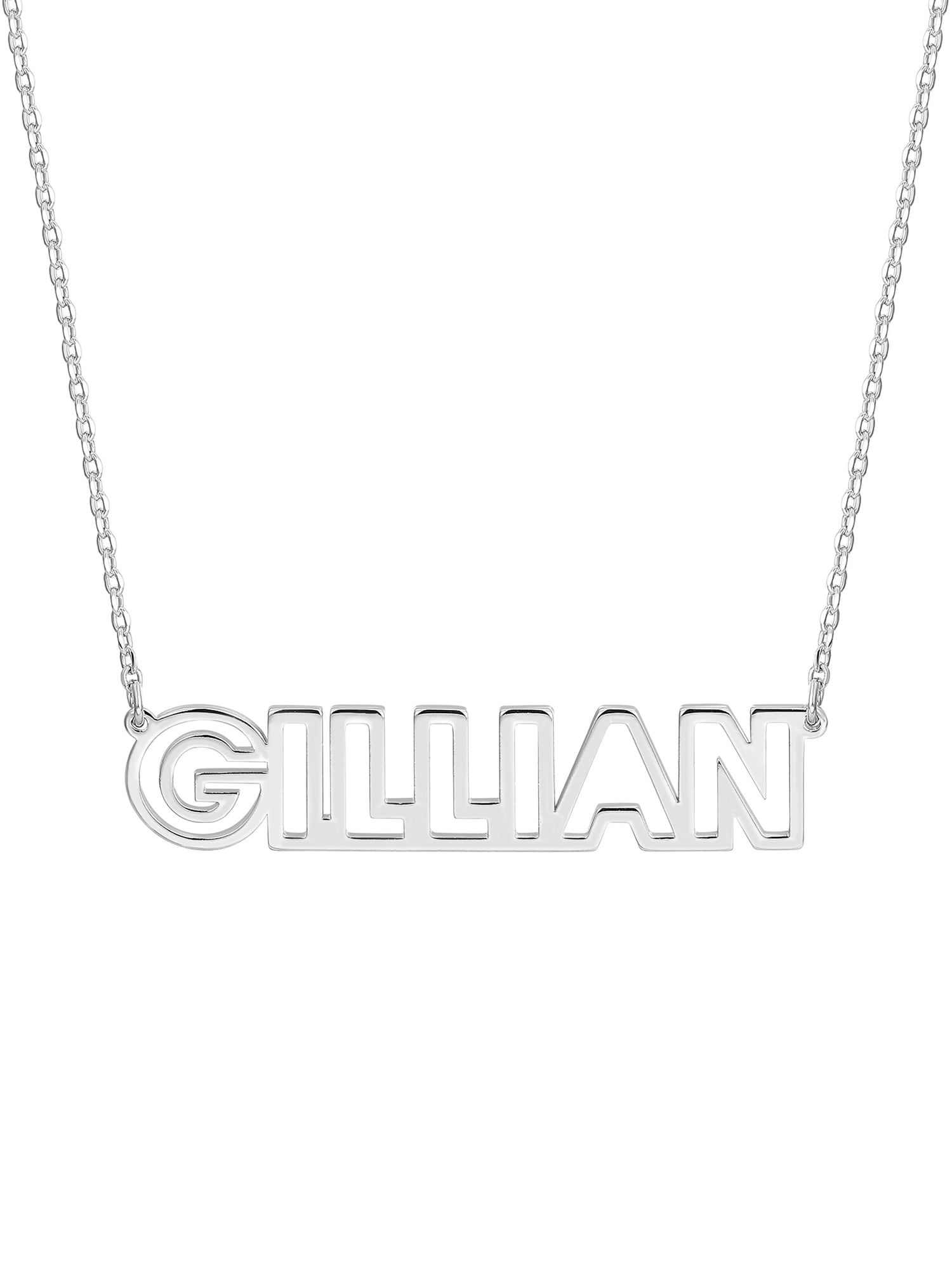 Personalized Planet Women's Sterling Silver Open Uppercase Name Necklace