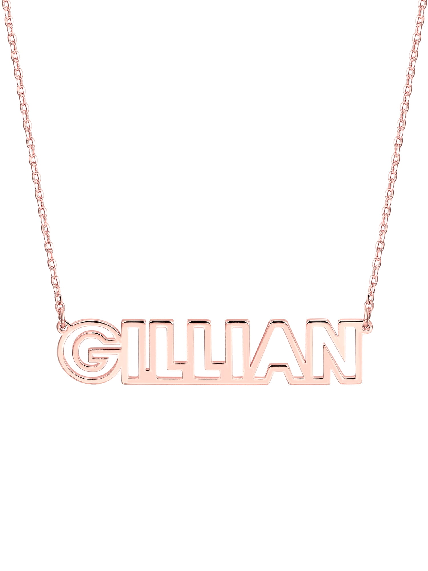 Personalized Planet Women's Sterling Silver Open Uppercase Name Necklace