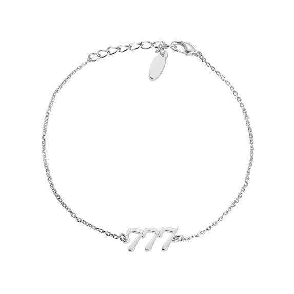 Personalized Planet Women's Sterling Silver Petite Script Angel Number Bracelet