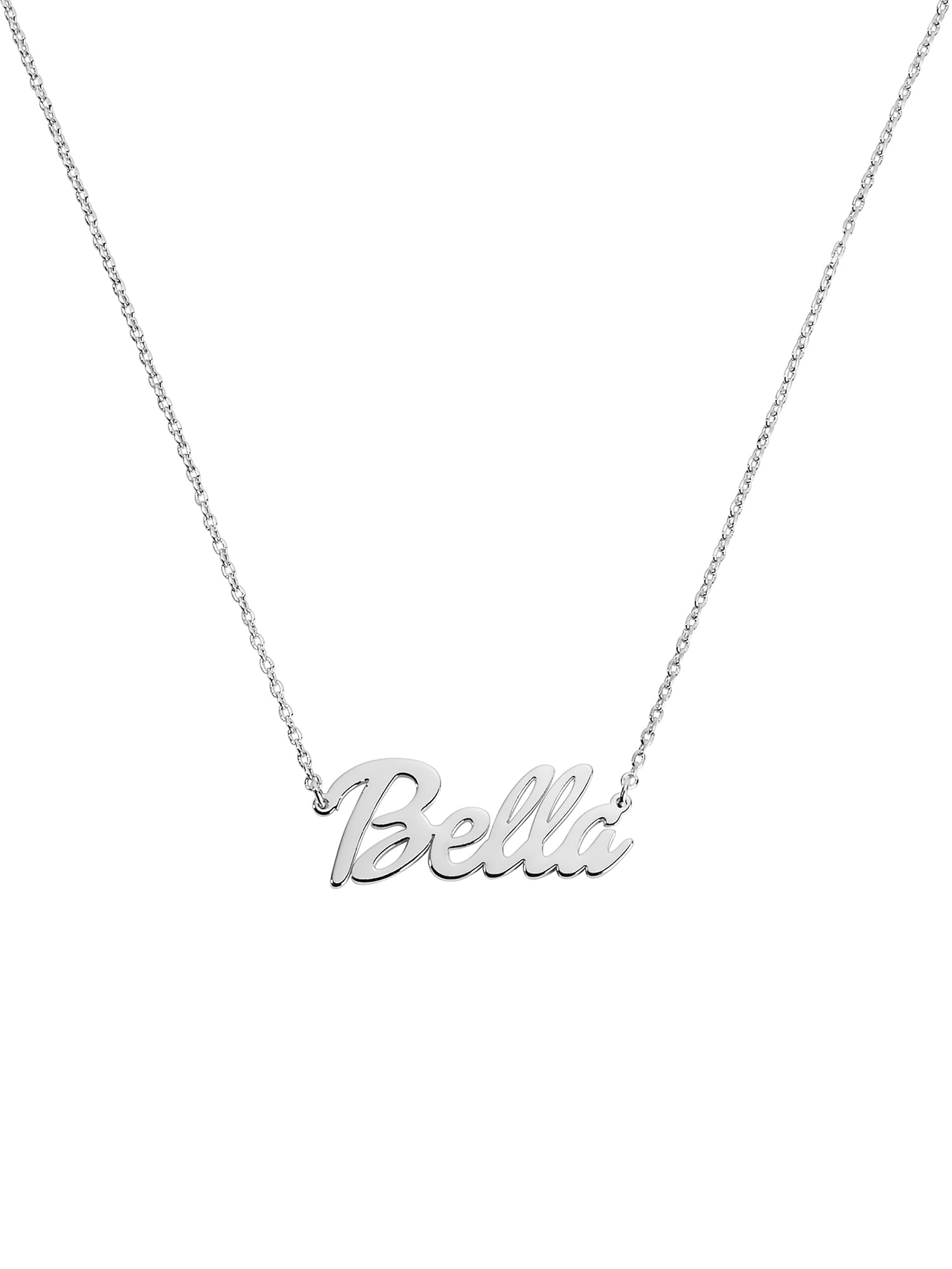 Personalized Planet Women's Sterling Silver Small Bold Script Name Necklace