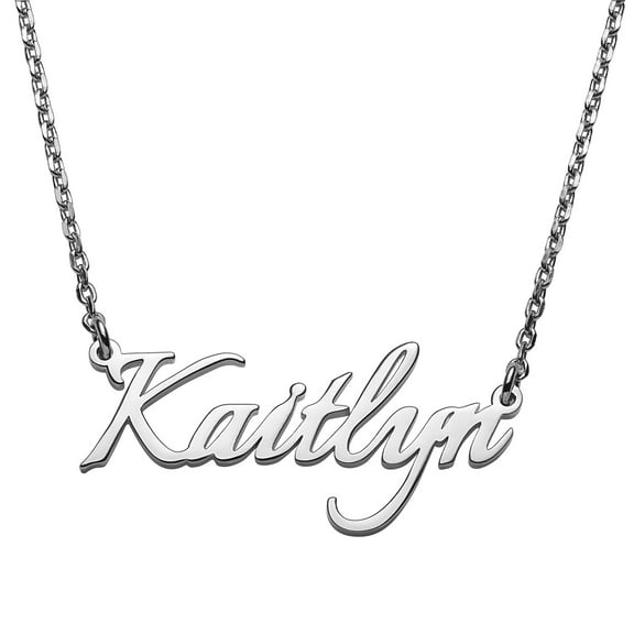 Personalized Planet Women's Sterling Silver or Gold over Sterling Petite Fancy Script Name Necklace