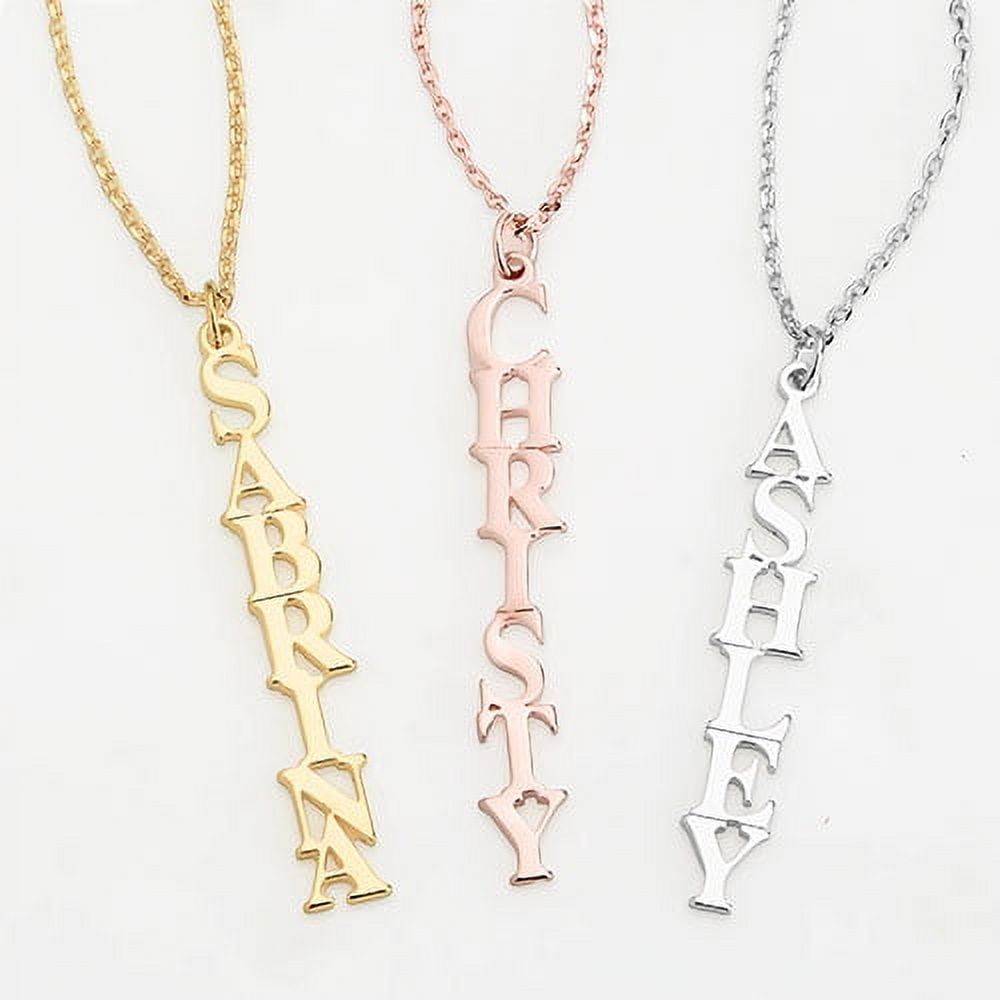 Personalized Planet Women's Uppercase Vertical Name Necklace