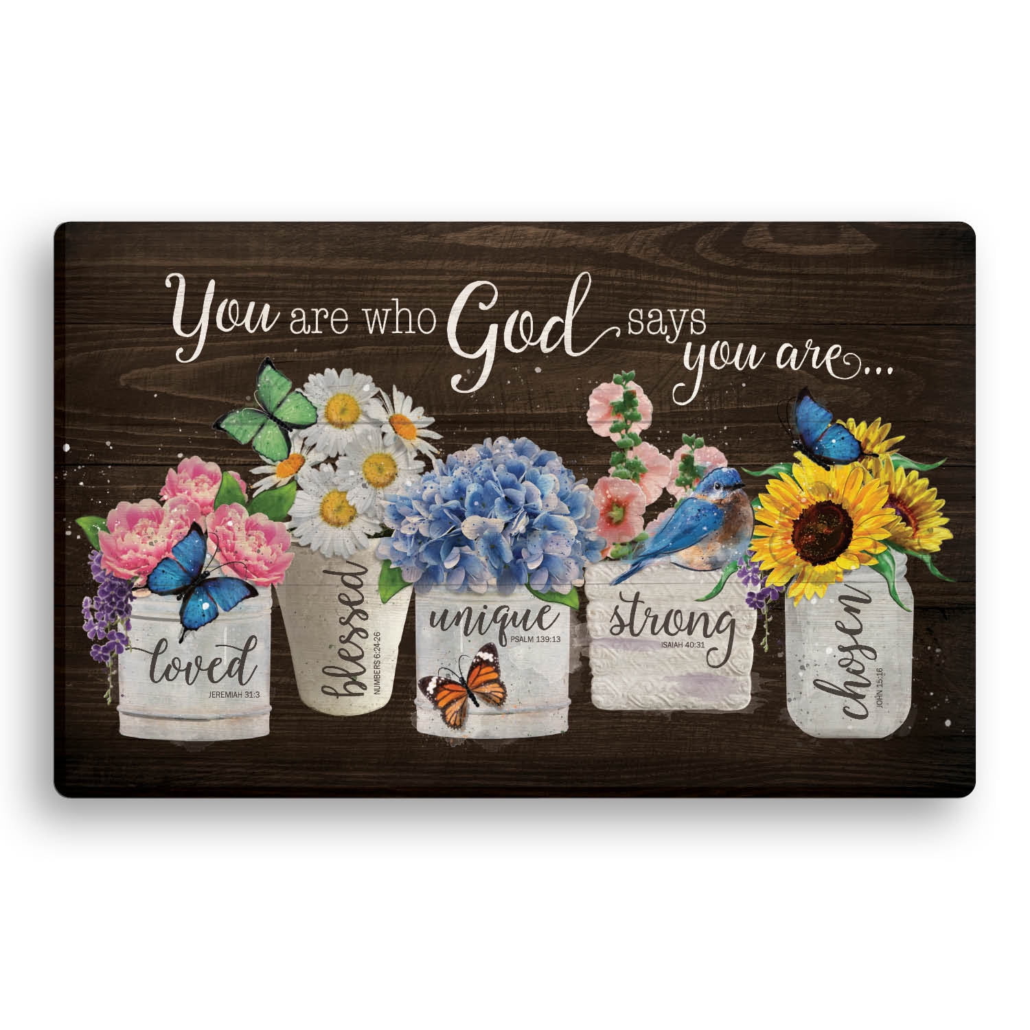 Personalized Planet You Are Who God Says You Are Brown Canvas Print | Spiritual Wall Art for Kitchen, Office, Hallway or Family Room | Ready to Hang | 10x16