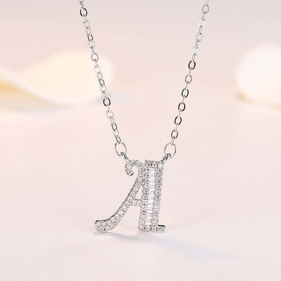 Personalized Plated DIY Name & Last Name Necklace - Custom 26 English Letters, Elegant Chain Pendant, 40+5cm, Gift for Daughter or Loved One