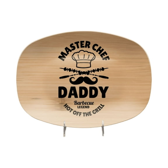 Personalized Platter - Custom Barbecue Platter - Grilling Gift for Dad, Grandpa, Uncle (LightWood)