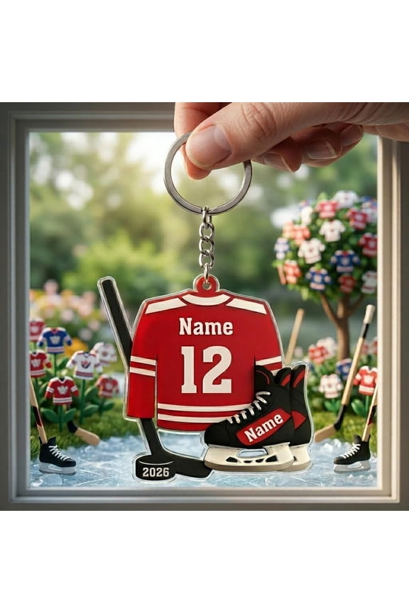 Personalized Player Acrylic Keychain with Custom Name, Number and Double-Sided Keyring, Sports Bag Charm and Personalized Keepsake for Athletes, Coaches, Teammates, Families or Daily Use