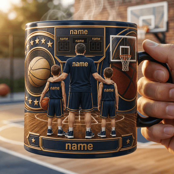 Personalized Player Names Magic Mug for Basketball Assistant Coach Dad Gift