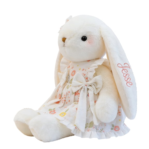 Personalized Plush Doll with Removable Skirt & Long Ears - Custom Stuffed Animal Toy for Kids, Girls, Boys, Gift Idea