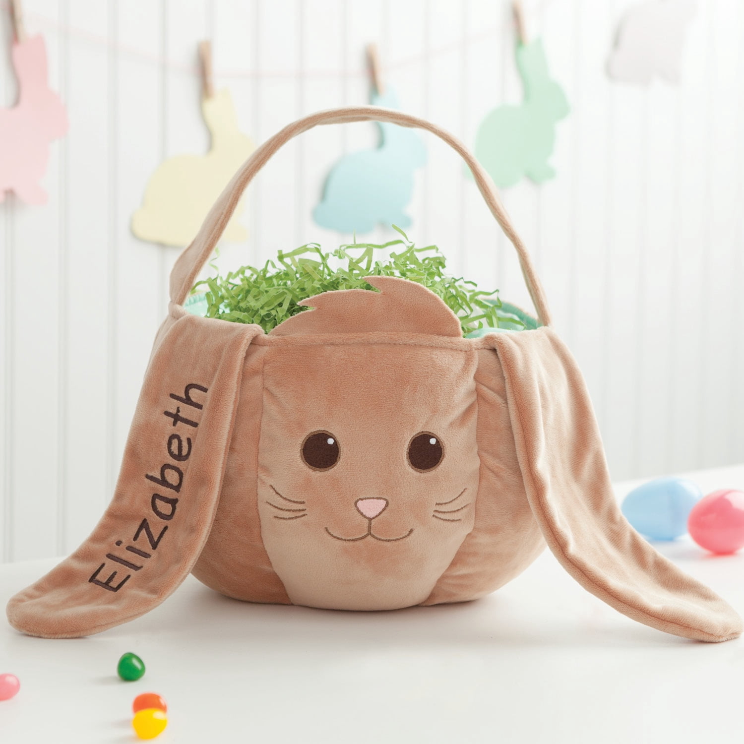 Personalized Plush Kids Easter Basket – Brown Bunny