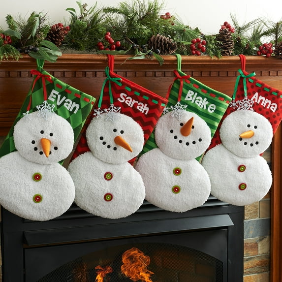 Personalized Plush Snowman Christmas Stocking Available In Multiple Colors