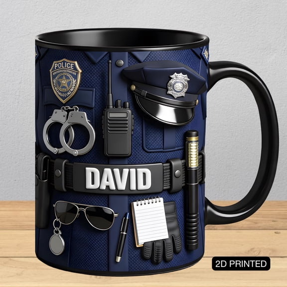 Personalized Police Gear Mug, Custom Name Police Officer Coffee Mug, Gift for Police Officer