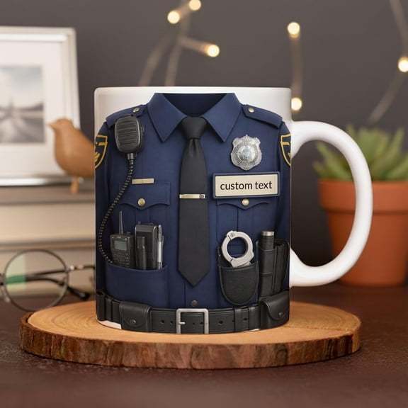 Personalized Police Officer Mug, Custom Name Police Uniform Cup, Cop Appreciation Gift, Law Enforcement Coffee Mug