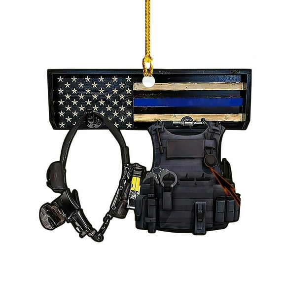 Personalized Police Vest Ornament,Christmas Tree Decor, Hanging Printed Plastic Ornaments Christmas Car Festival Decorations Custom,Husband, Son,Police Graduation or Retirement, Cop, Office