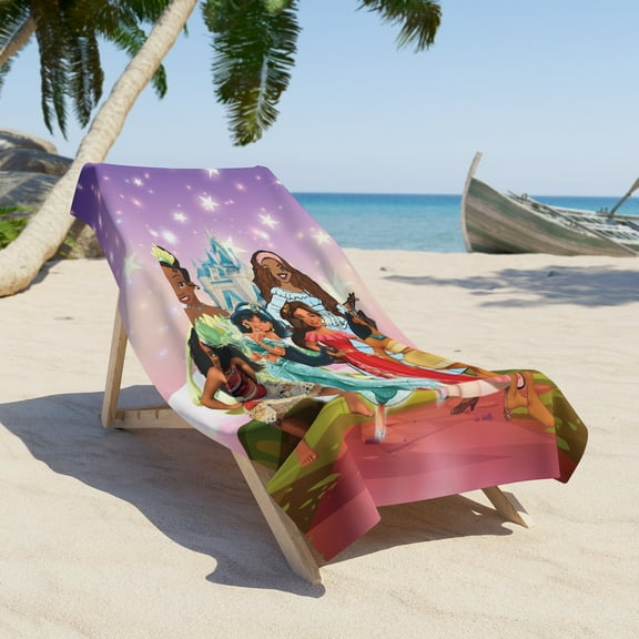 Personalized Princess Beach Towel, Custom Name Disney Princess Towel, Birthday Girl Summer Vacation, Ariel Cruise Beach Towel, Bath Pool