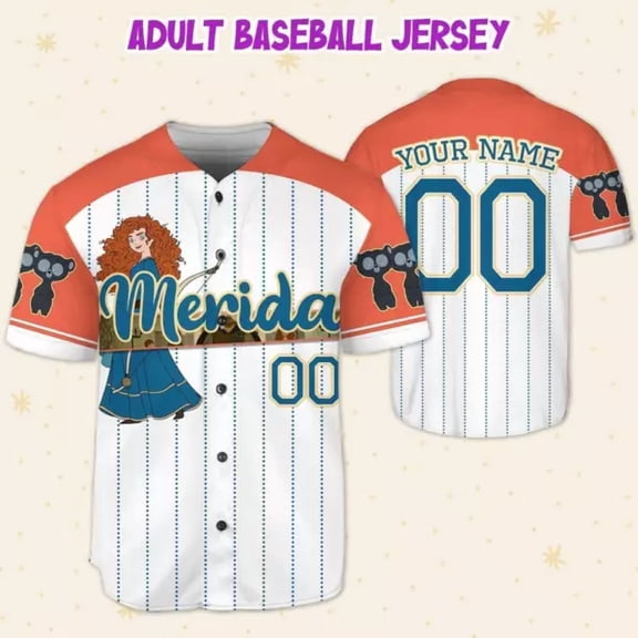 Personalized Princess Merida Brave White Orange 3D Baseball Jersey Shirt - Hot Sale 2026