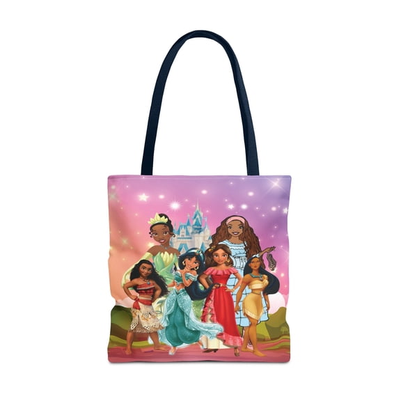 Personalized Princess Tote Bag, Custom Name Disney Tote, Birthday Girl Summer Vacation Gift, Moana Tiana Ariel, School, Work Grocery Tote