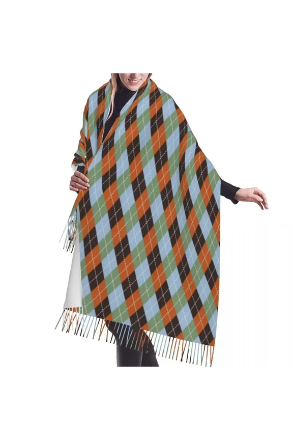 Personalized Printed Colorful Argyle Pattern Scarf Men Women Winter Warm Scarves Shawl Wrap