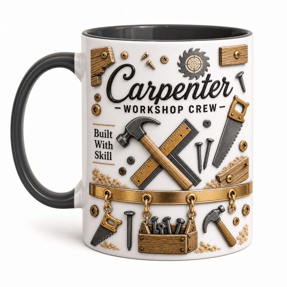Personalized Profession Mug, Carpenter Tools Coffee Cup for Workshop Crew, Coworker Gift