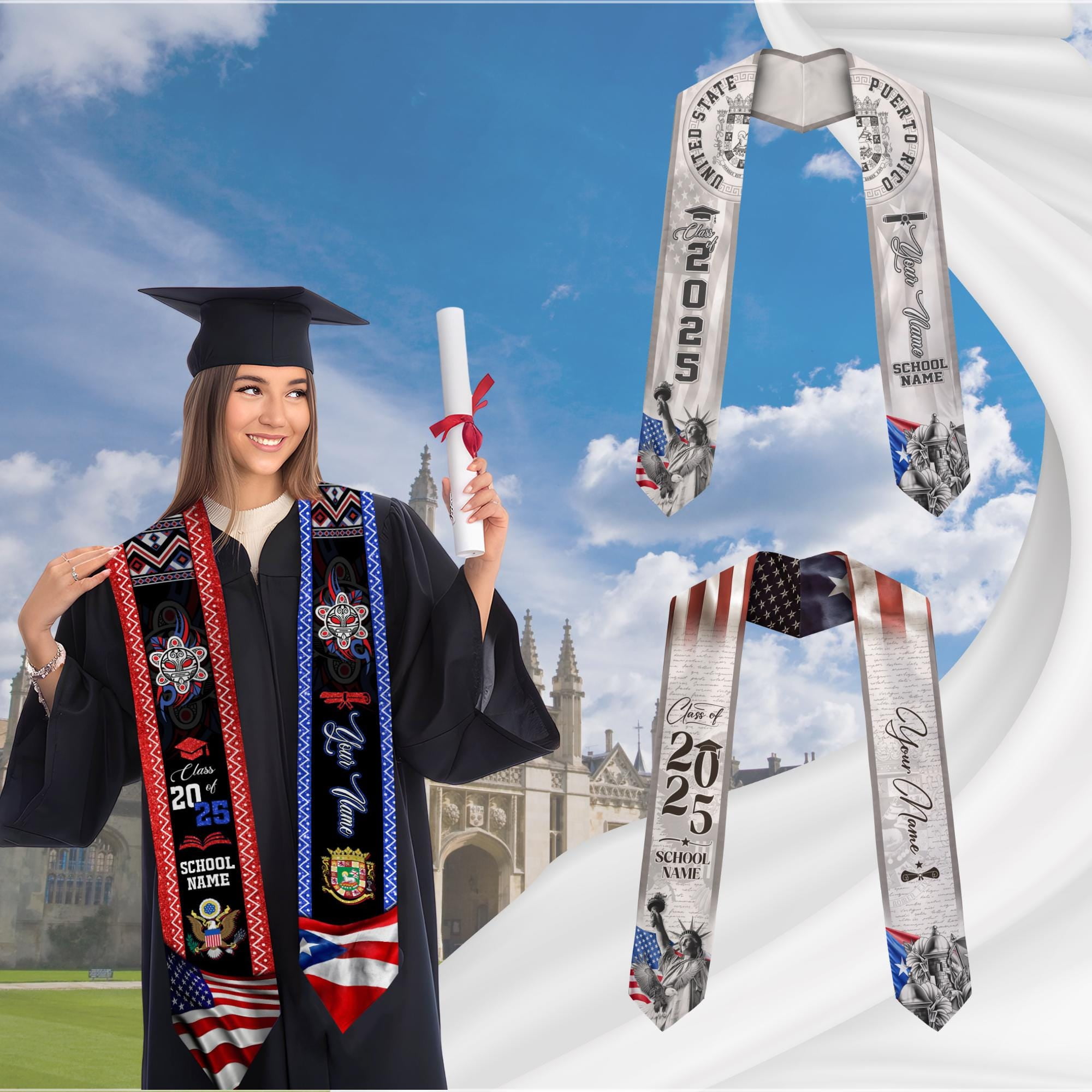 Personalized Puerto Rico Graduation Sash 2025, Puerto Ricans American ...