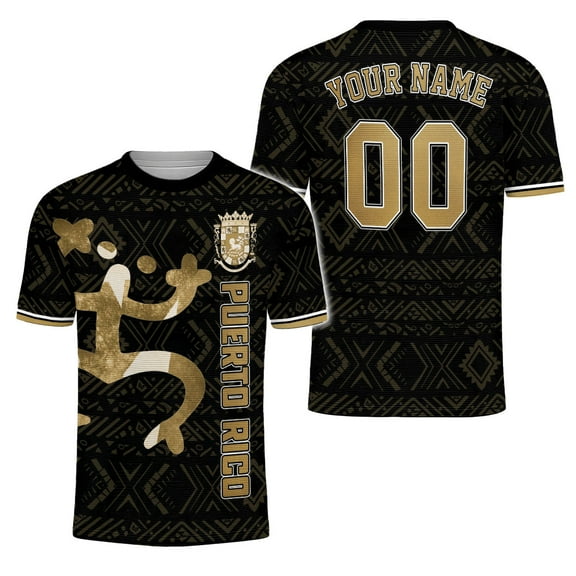 Personalized Puerto Rico Soccer Jersey with Name Number, Men Quick Dry Soccer Jersey, Football Uniforms for Team (S)