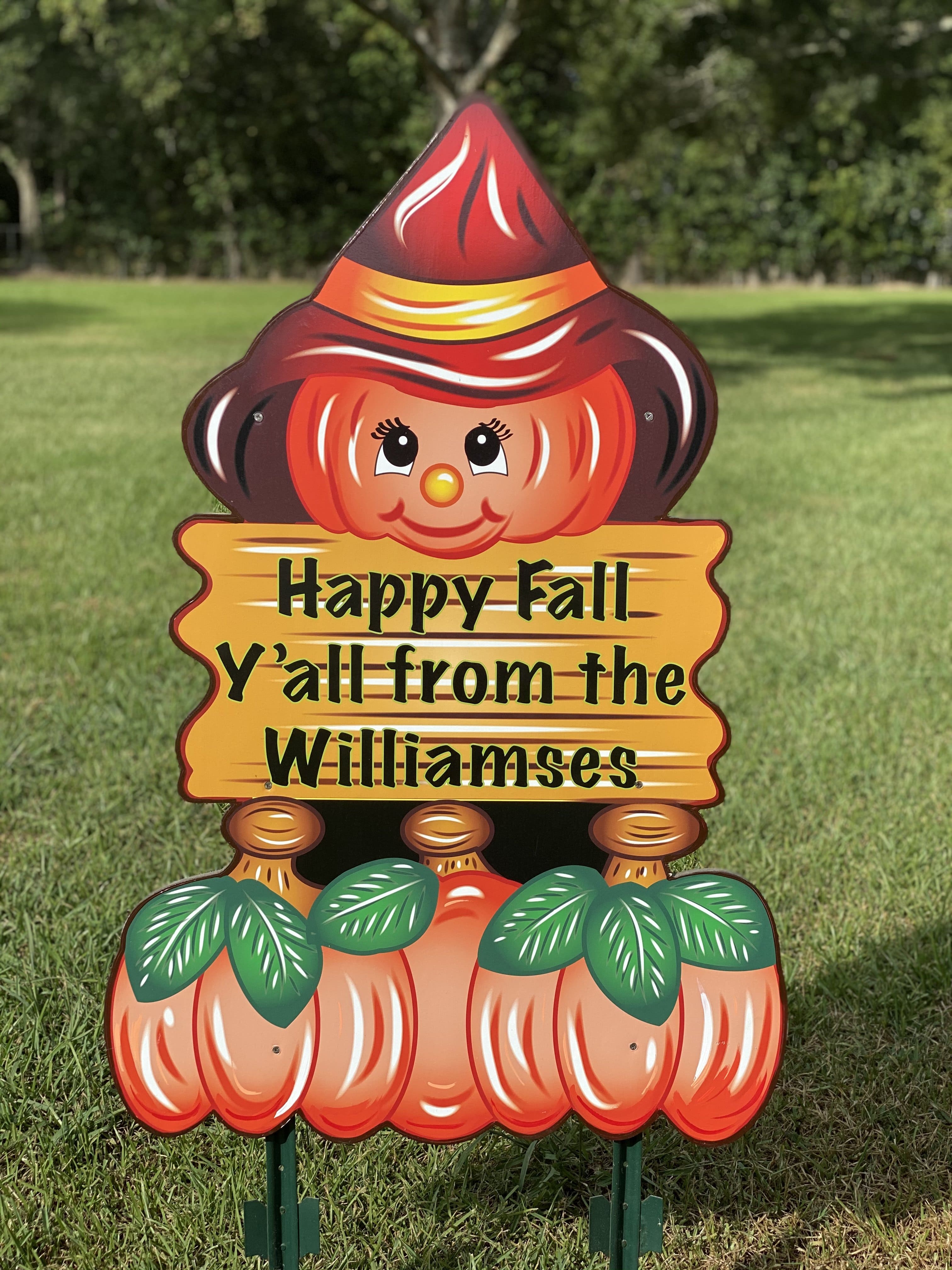 Personalized Pumpkin with Red Hat-Happy Fall Y'all Sign - Walmart.com