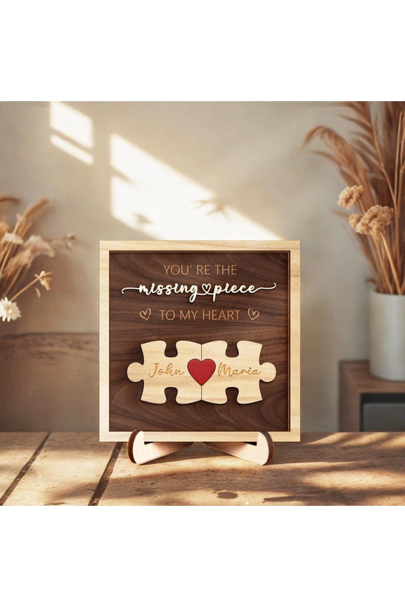 Personalized Puzzle Love Sign, Custom Couples Name Gift, Romantic Valentine Home Decor, Custom Love Keepsake for Him and Her