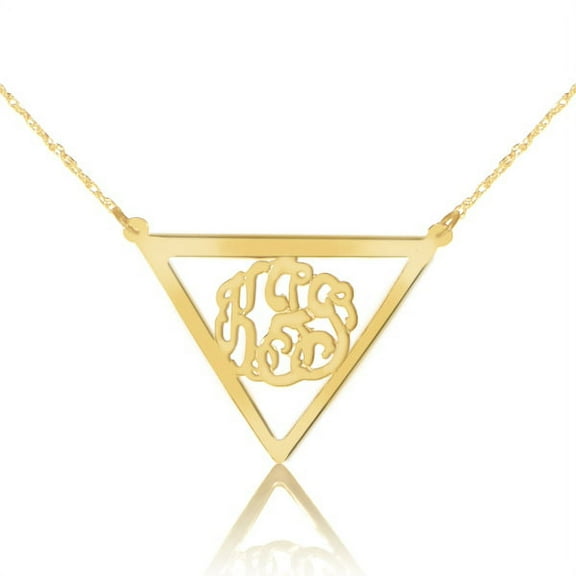 Personalized Pyramid Monogram Necklace in Sterling Silver or 14K Gold Plated Sterling Silver