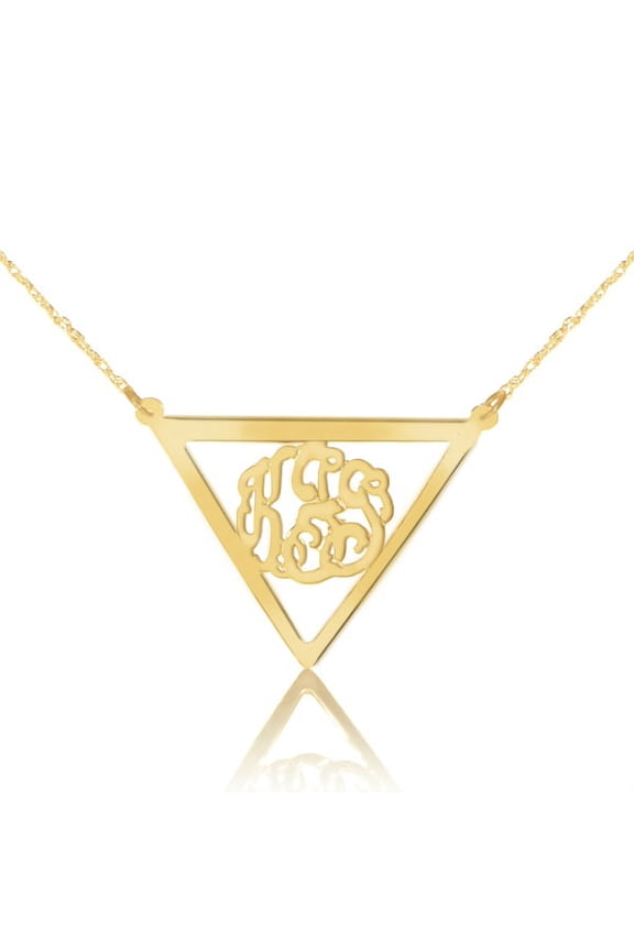 Personalized Pyramid Monogram Necklace in Sterling Silver or 14K Gold Plated Sterling Silver