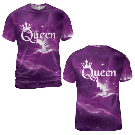 Personalized Queen Crown 3D T-Shirt, Royal Queen Custom Name Shirt, Galaxy Pattern 3D Tee