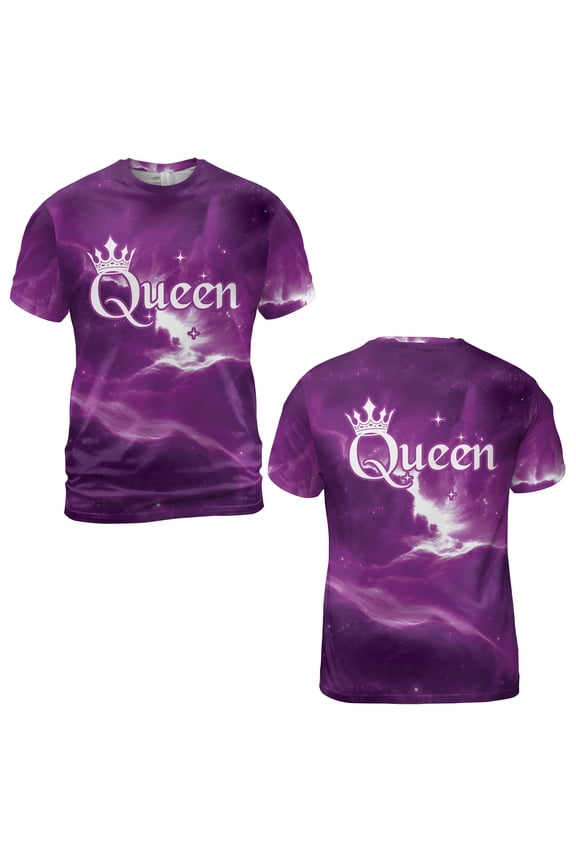 Personalized Queen Crown 3D T-Shirt, Royal Queen Custom Name Shirt, Galaxy Pattern 3D Tee