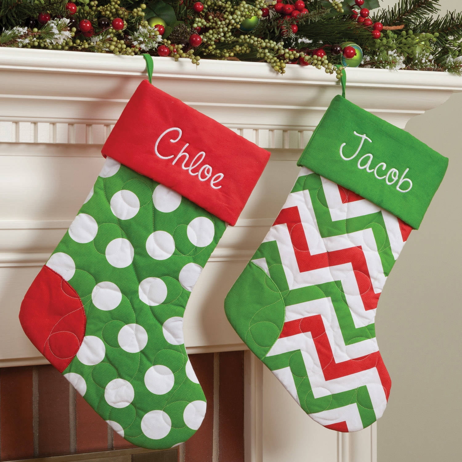 Personalized Quilted Christmas Stocking Available In Multiple Colors