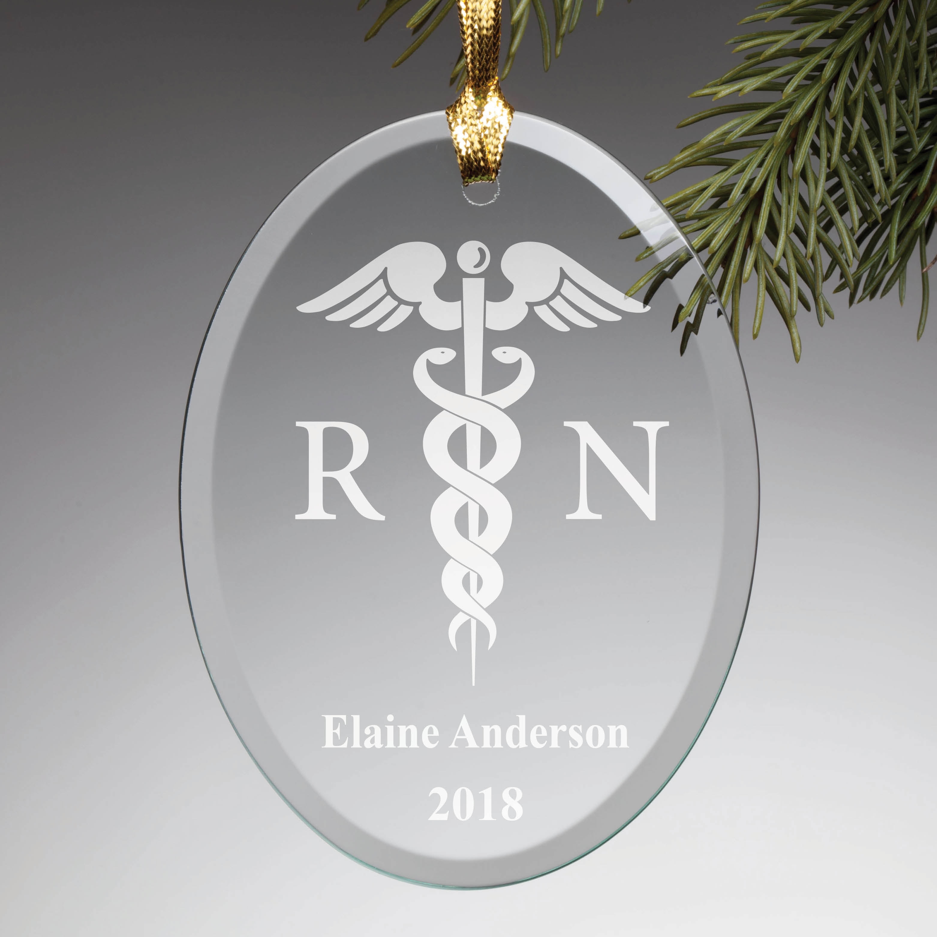 Personalized RN Glass Ornament