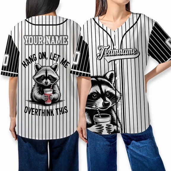 Personalized Raccoon Baseball Jersey Shirt – Custom Team Name Number Top – Cute Raccoon Jersey