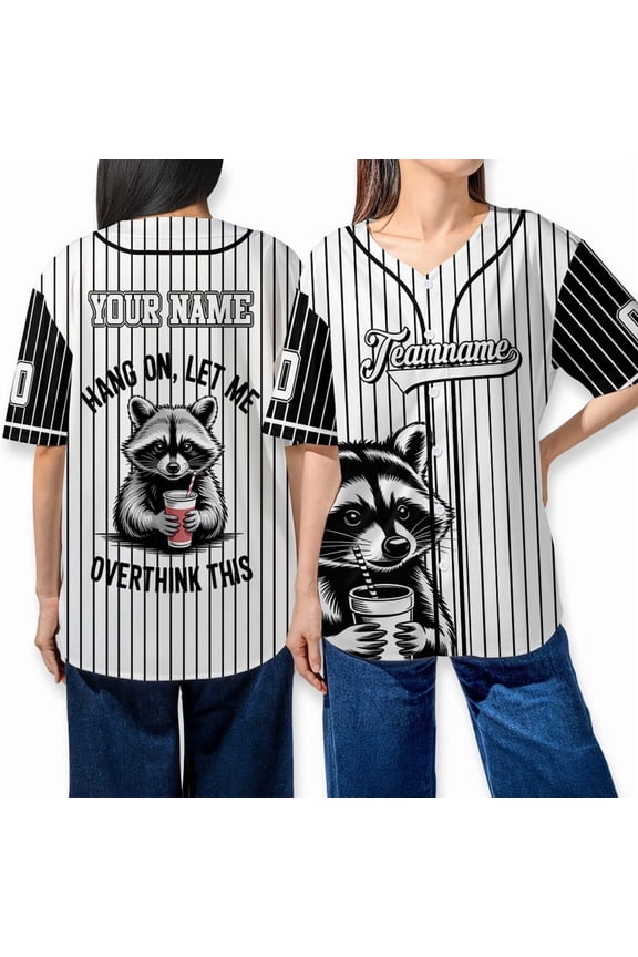 Personalized Raccoon Baseball Jersey Shirt – Custom Team Name Number Top – Cute Raccoon Jersey