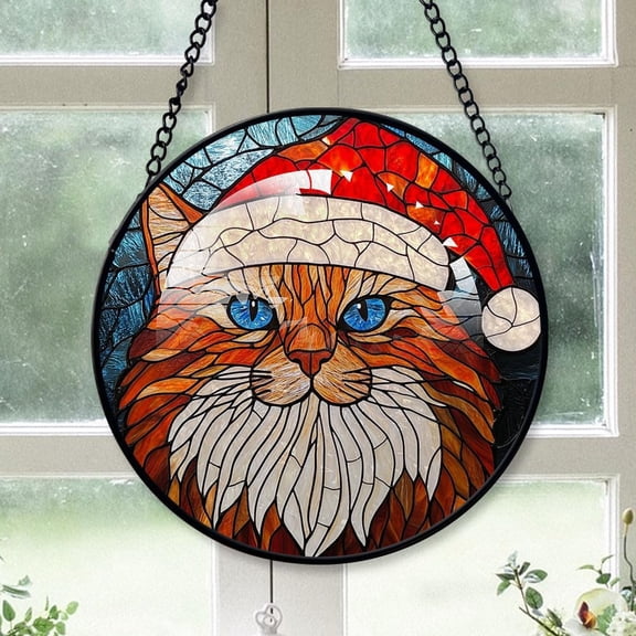 Personalized Ragdoll Santa Cat Tree Stained Glass, Ragdoll Santa Cat Xmas Gifts Ideas, Ragdoll Santa Cat Christmas Dcor, Xmas Decorations TVwaEZ