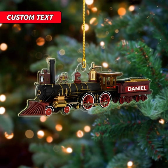 Personalized Railroader Train 2D Flat Acrylic Ornament 2025 + Custom Name Train Decor + Tree Hanging Keepsake