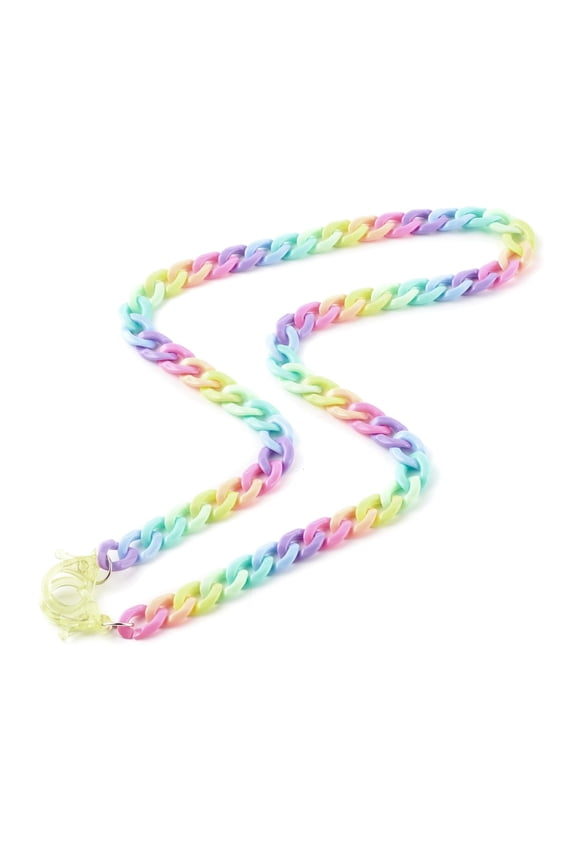 Personalized Rainbow Acrylic Curb Chain Necklaces Eyeglass Chains Handbag Chains with Plastic Lobster Claw Clasps Colorful