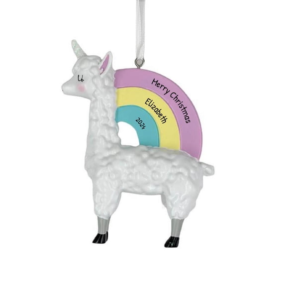 Personalized Rainbow Llamacorn Ornament - Unicorn Alpaca, Llama Ornaments for Christmas Tree, Llamacorn Party Decorations, Llamacorn Toy, Unicorn Llama, Llamacorn Stuff - Free Customization