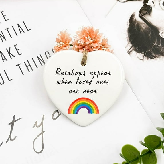Personalized Rainbow Ornament, Sentimental Keepsake, Memorial Remembrance Gift, Ceramic Hanging Decoration