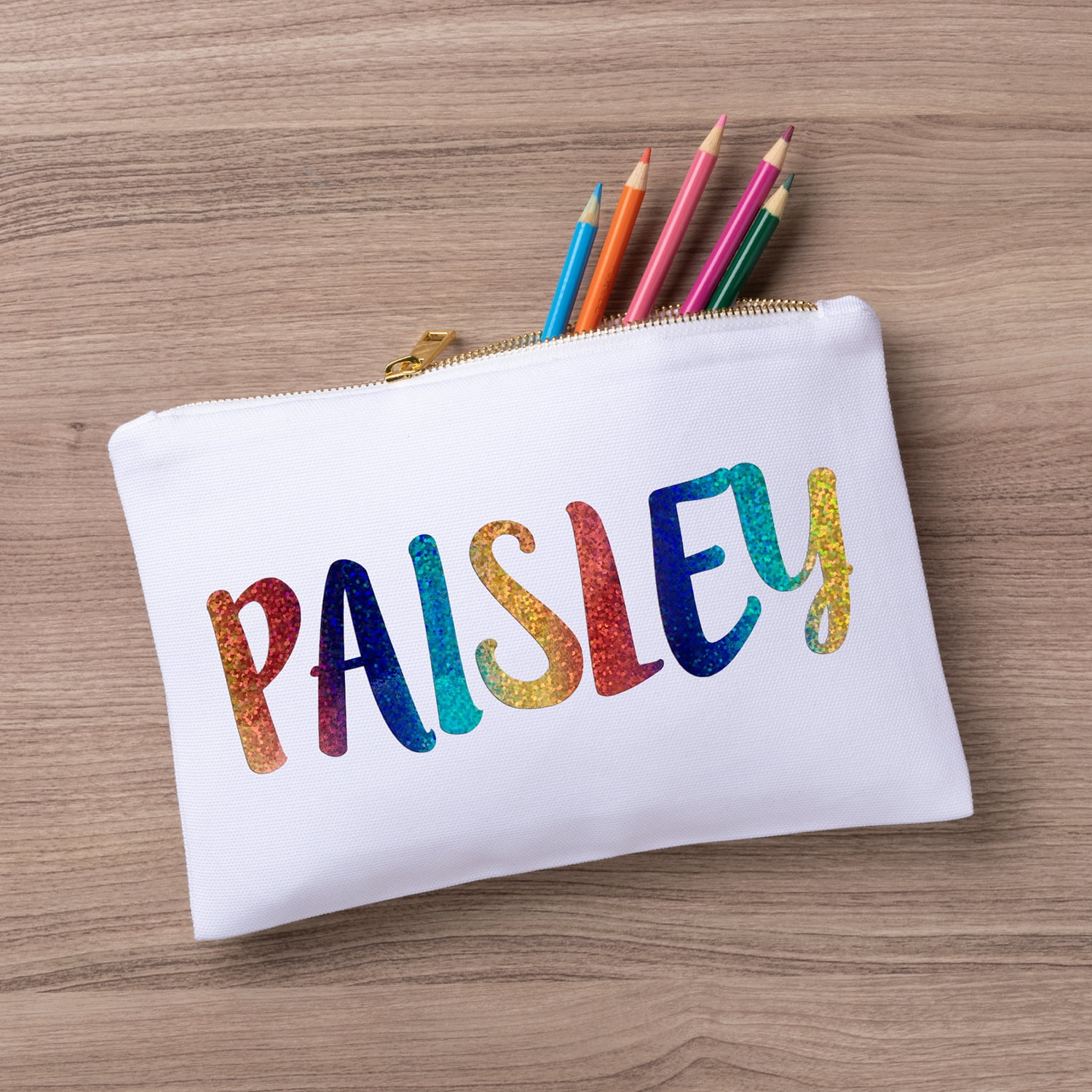 Personalized Pencil Pouch, Rainbow pencil pouch, Pencil Pouch, Make up –  Pretty Palms