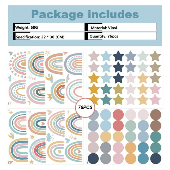 Personalized Rainbow Wall Stickers Bohemian Star Dots Boho Children's Room Retro Bedroom Decoration Self Adhesive Wall Stickers