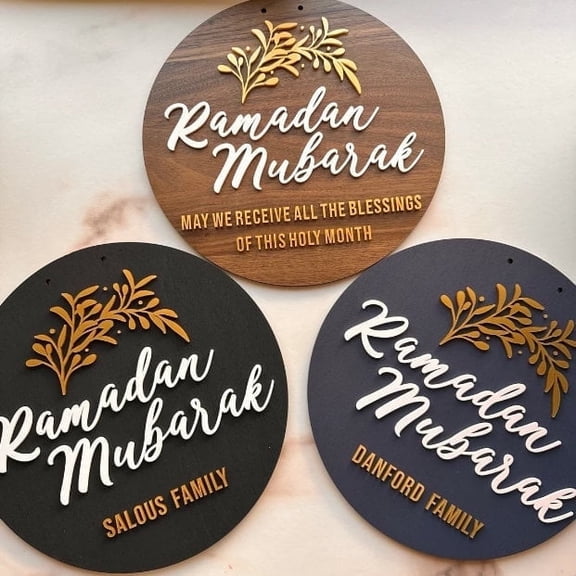 Personalized Ramadan Mubarak Wreath Custom Eid & Ramadan Decor Double-Sided Sign