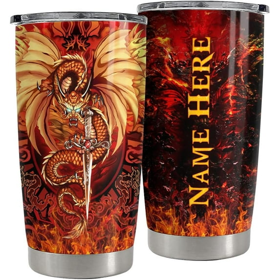 Personalized Red Dragon Tumbler 20oz 30oz Tumblers with Lid Gift for Men Dad Son Father Husband Christmas Birthday